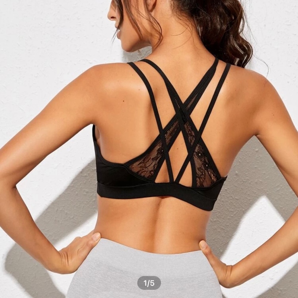 Light support criss cross lace insert backless sports bra